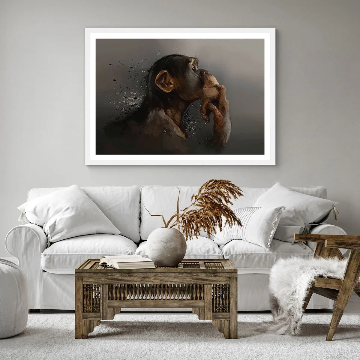 Affiche dans un cadre blanc - Poster - Certainement un penseur - 60x60 cm