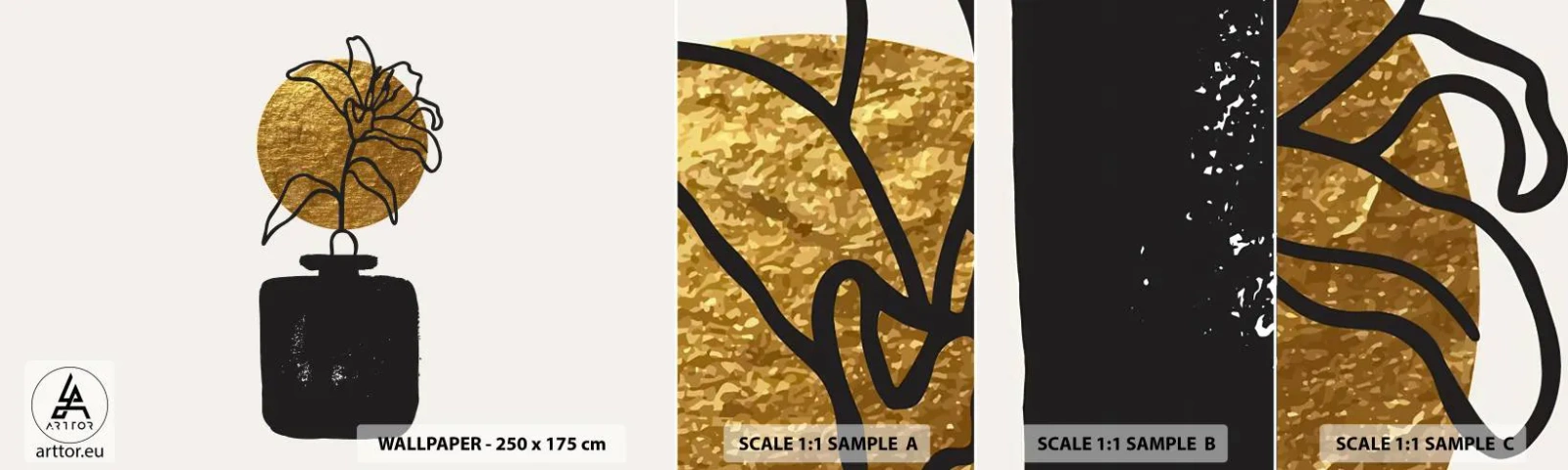 Échantillon de Papier Peint Autocollant Deluxe Sticker - La beauté vaut son pesant d'or - Vase, Fleurs, Minimalisme - 100x30 cm