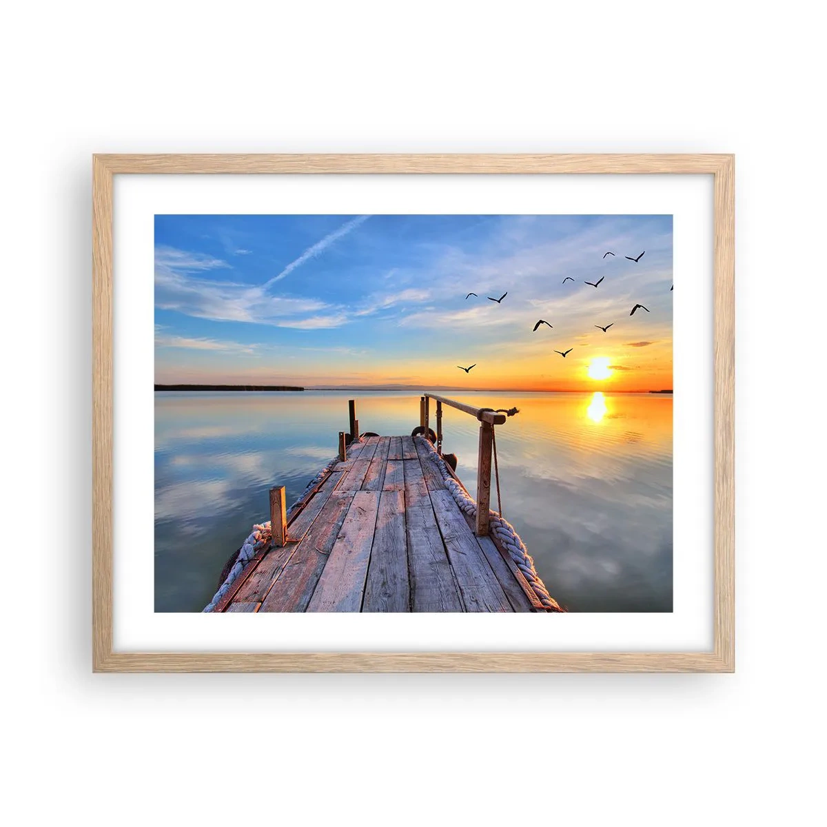 Affiche dans un chêne clair - Poster - Marcher droit vers le soleil - 50x40 cm