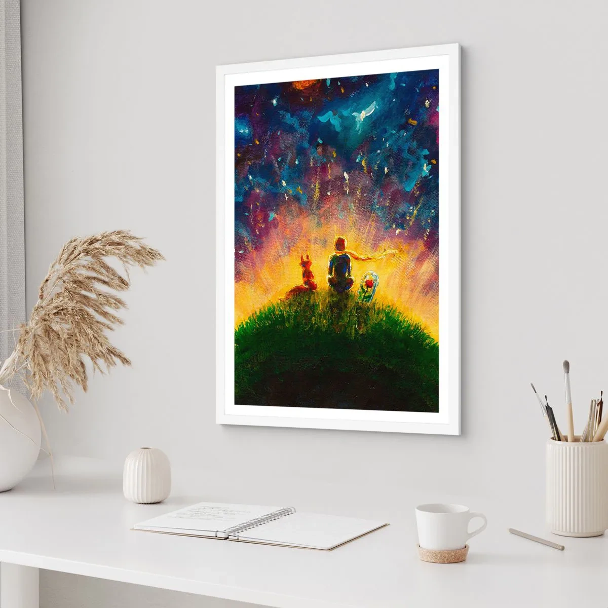 Affiche dans un cadre blanc - Poster - Amour et amitié - le monde entier - 50x70 cm