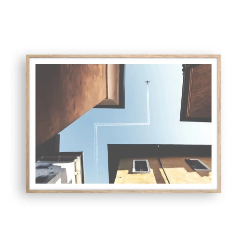 Affiche dans un chêne clair - Poster - Au-dessus du labyrinthe de la ville - 100x70 cm