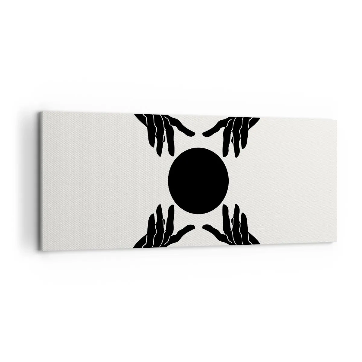 Impression sur toile - Image sur toile - Mains noires dans une composition symétrique avec une boule - 120x50cm - Signe secret - Décoration murale moderne pour le salon et la chambre ARTTOR
