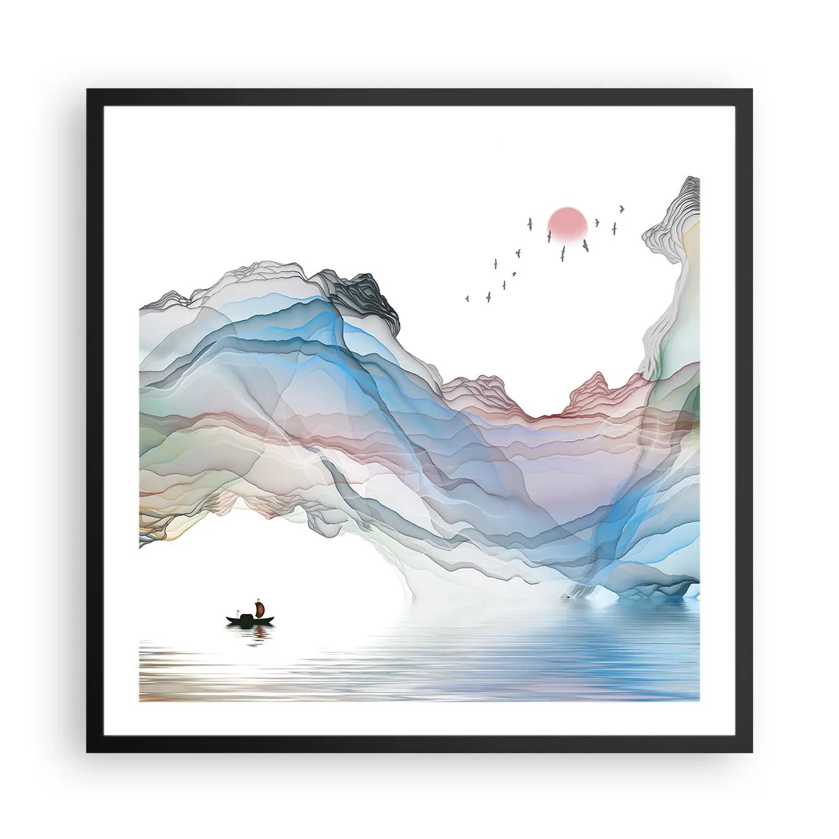 Affiche dans un cadre noir - Poster - Vers les montagnes de cristal - 60x60 cm