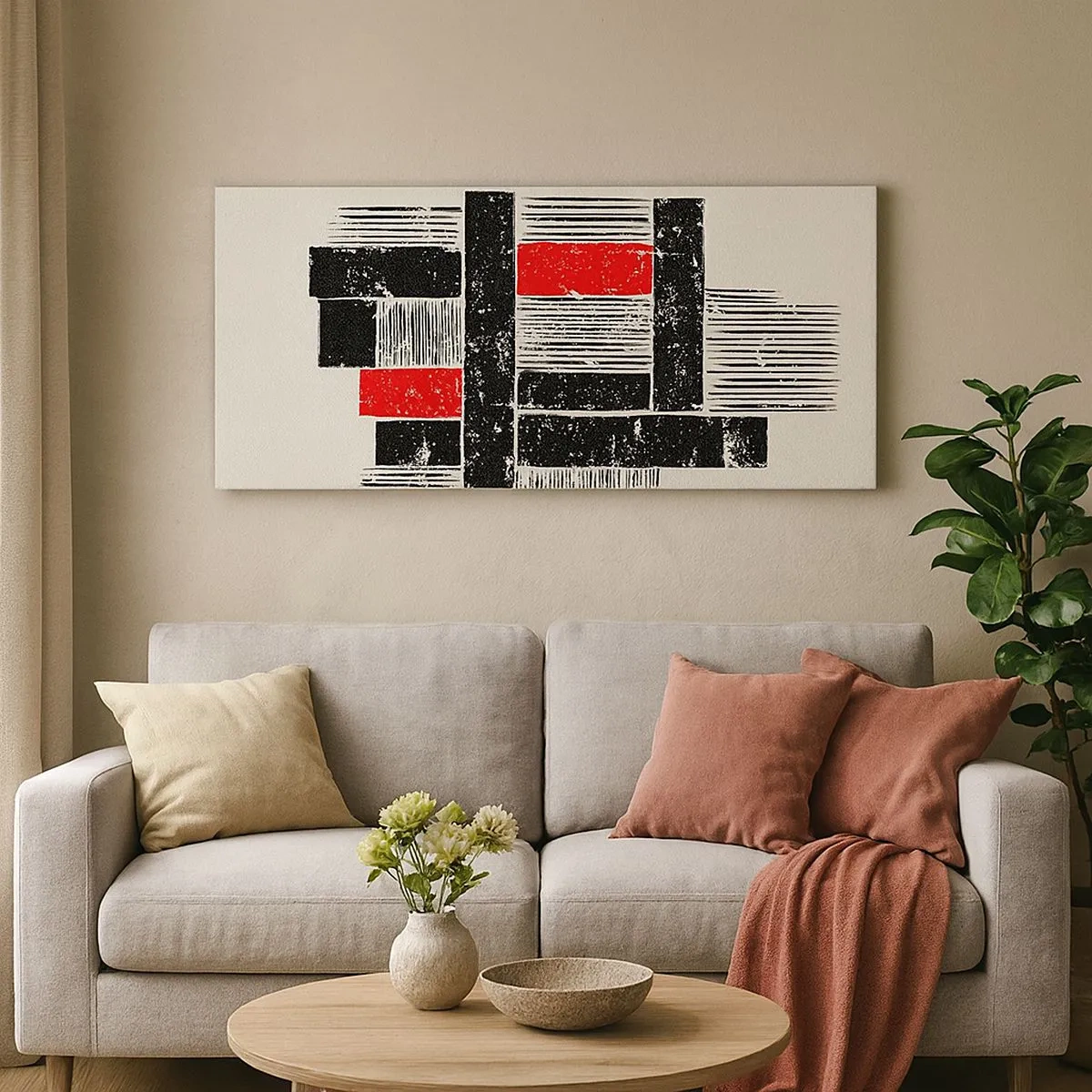 Impression sur toile - Image sur toile - En rouge et noir - 100x40 cm