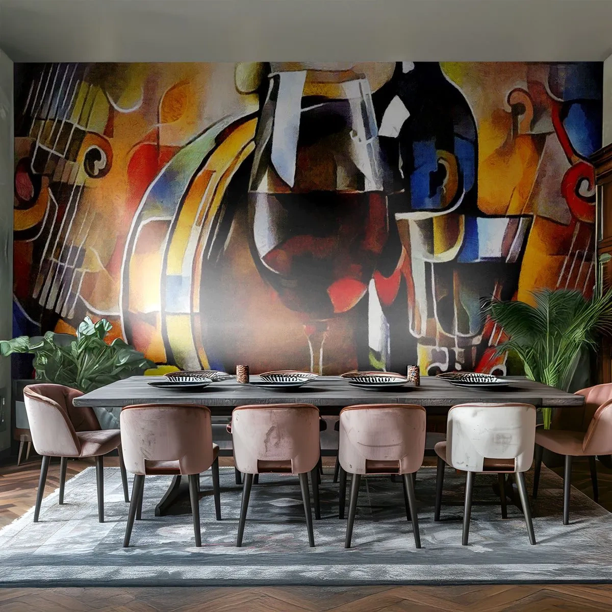 Papier Peint Photo Premium Canvas - Et le monde prend des couleurs - Abstraction, Cubisme, Morceau - 300x210 cm