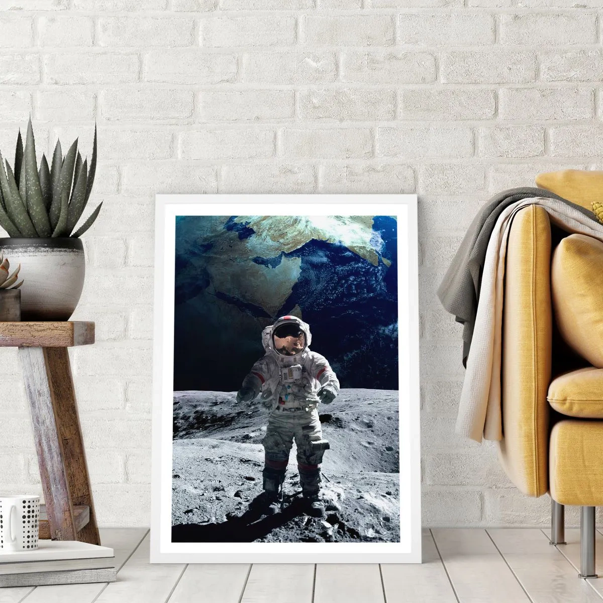 Affiche dans un cadre blanc - Poster - Salutations de la lune - 70x100 cm