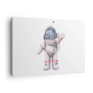 Impression sur toile - Image sur toile - Astronaute de style aquarelle sur fond blanc - 70x50cm - C'est tout pour le moment! - Décoration murale moderne pour le salon et la chambre ARTTOR