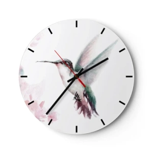 Horloge murale - Pendule murale - Une délicate aquarelle d'un colibri en vol - 30x30cm - Immortalisé dans un battement - Décoration murale moderne pour le salon, la cuisine et la chambre ARTTOR