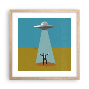 Affiche dans un chêne clair - Poster - Rencontre proche - 40x40 cm