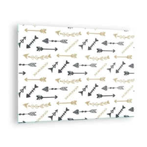 Impression sur verre - Image sur verre - Un motif de flèches de différentes couleurs sur fond blanc - 70x50cm - Le rêve de l'archer - Décoration murale moderne pour le salon et la chambre ARTTOR