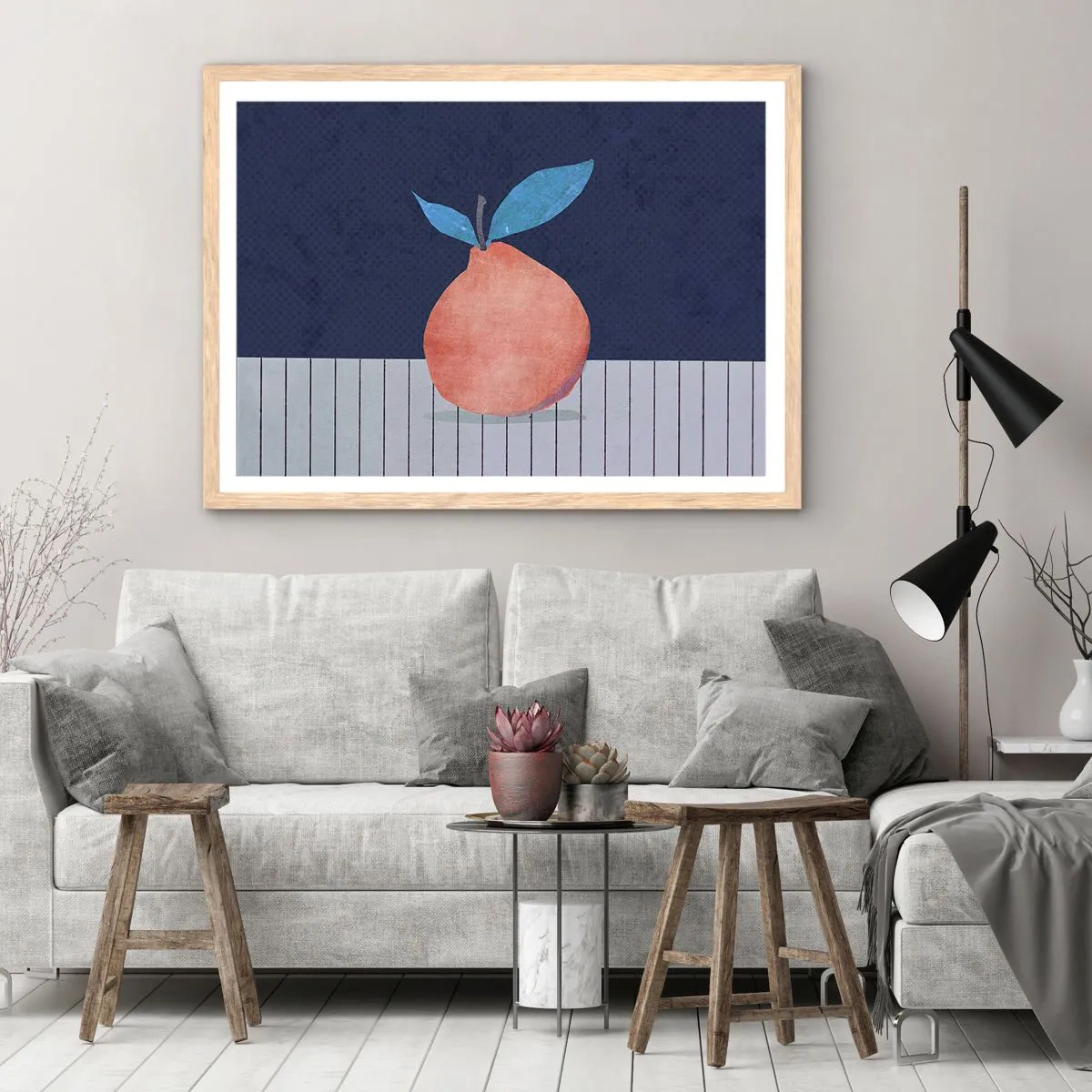 Affiche dans un chêne clair - Poster - Convexité et plan - 100x70 cm