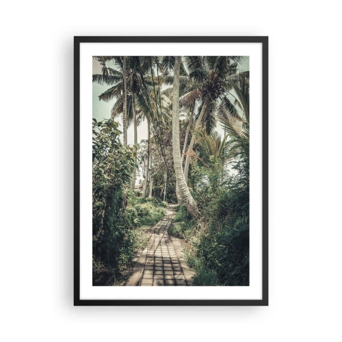 Affiche dans un cadre noir - Poster - Un chemin exotique parmi les palmiers dans un paysage tropical - 50x70cm - Allée des palmiers - Décoration murale moderne pour le salon et la chambre ARTTOR