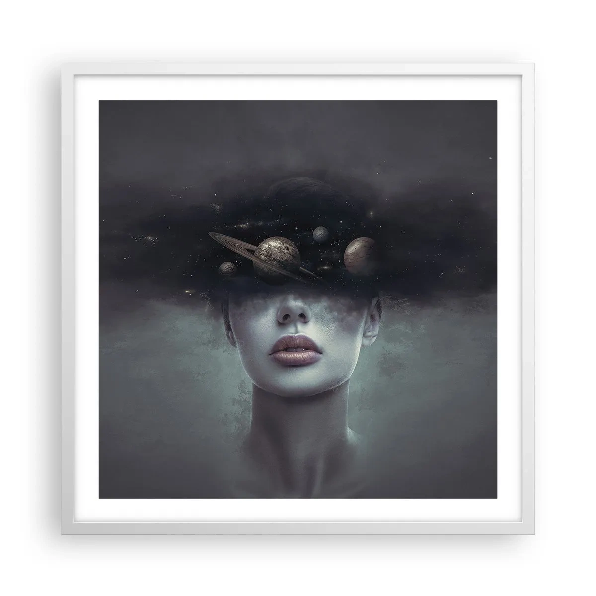 Affiche dans un cadre blanc - Poster - Et les planètes deviennent folles... - 60x60 cm