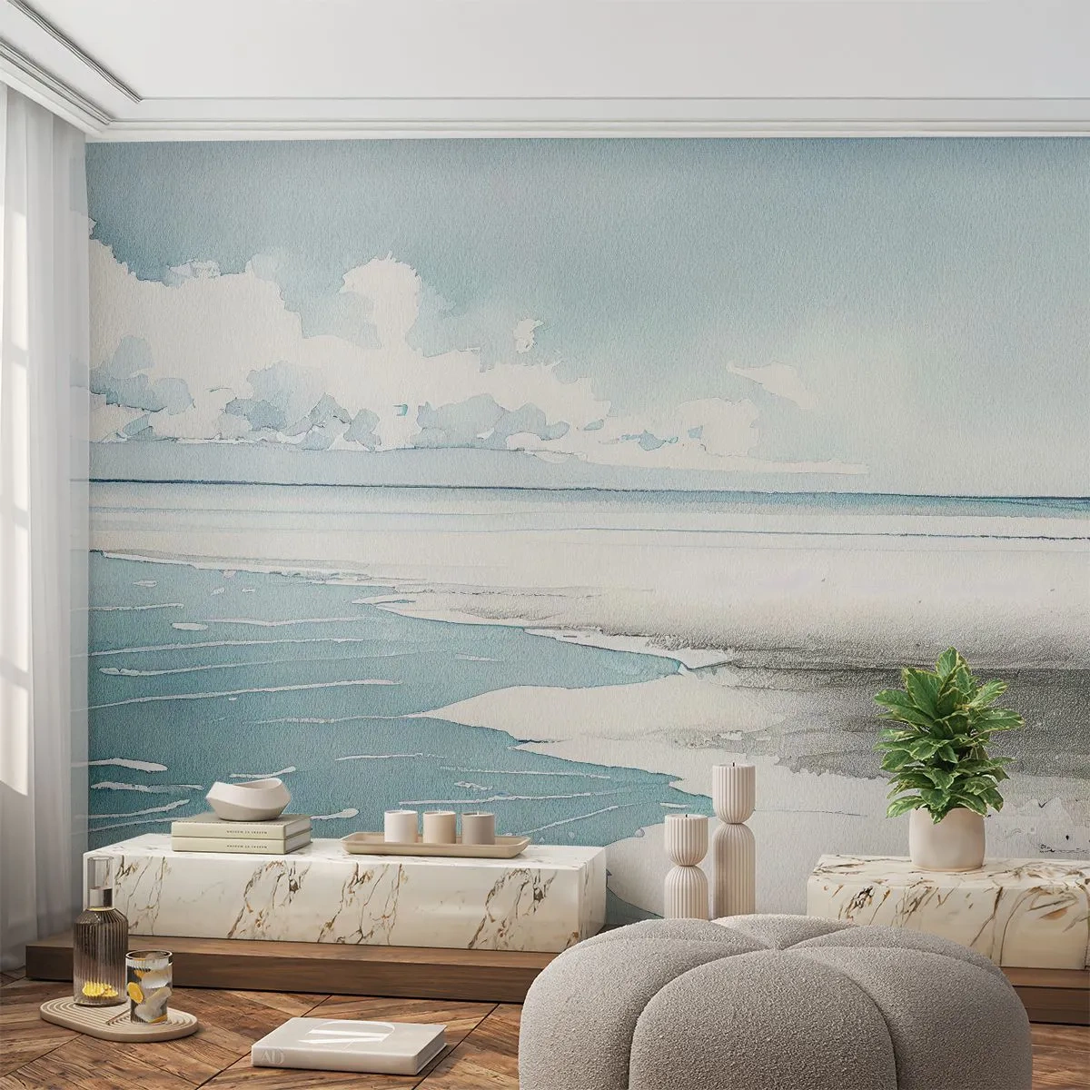 Papier peint sur mesure Premium Sand - Marée douce - Côte, Plage, Calme