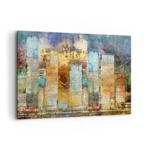 Impression sur toile - Image sur toile - Gratte-ciel abstraits de style industriel - 120x80cm - Une métropole ensoleillée - Décoration murale moderne pour le salon et la chambre ARTTOR