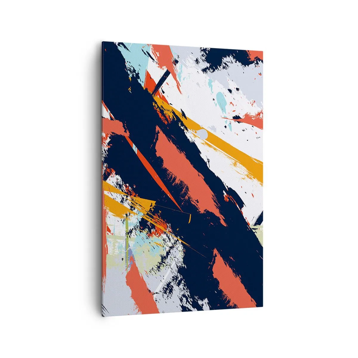 Impression sur toile - Image sur toile - Coups de pinceau abstraits aux couleurs vives - 80x120cm - Composition dynamique - Décoration murale moderne pour le salon et la chambre ARTTOR