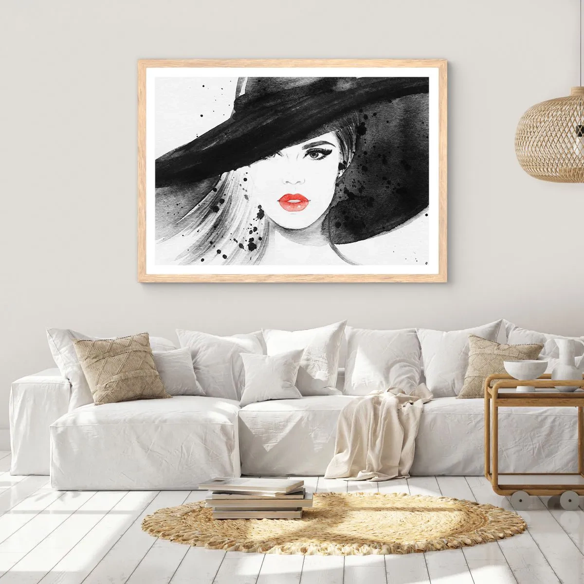 Affiche dans un chêne clair - Poster - Dame en noir - 50x40 cm