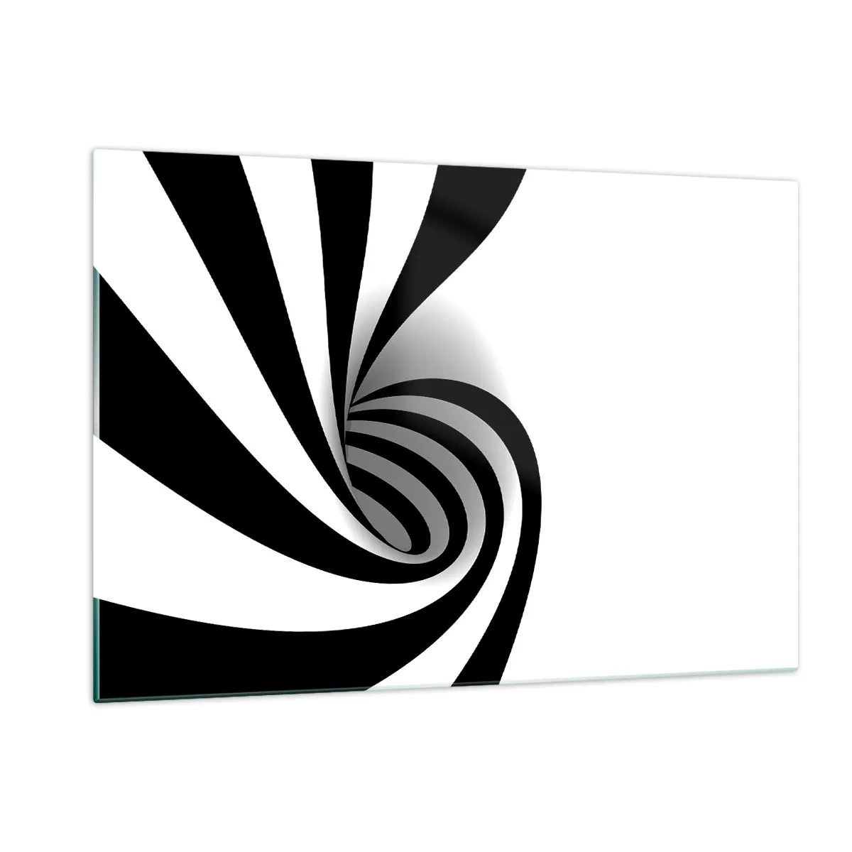Impression sur verre - Image sur verre - Spirale abstraite en noir et blanc avec une forme dynamique - 120x80cm - Et pourtant ça tourne - Décoration murale moderne pour le salon et la chambre ARTTOR