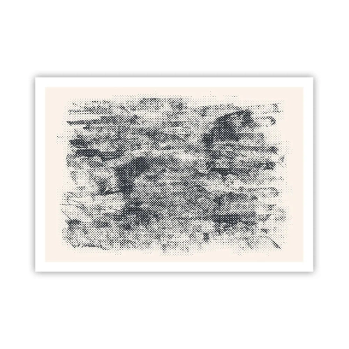 Affiche - Poster - Composition brumeuse abstraite dans des tons de gris - 100x70cm - Composition brumeuse - Décoration murale moderne pour le salon et la chambre ARTTOR