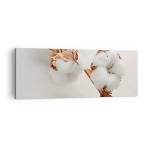 Impression sur toile - Image sur toile - Un brin de coton sur un fond subtil - 140x50cm - Seulement caliner - Décoration murale moderne pour le salon et la chambre ARTTOR