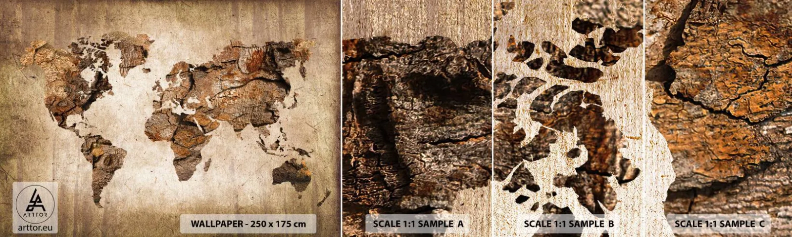 Échantillon De Papier Peint Standard Eco - Découverte du monde - Carte du monde, Continents, Voyages - 100x30 cm