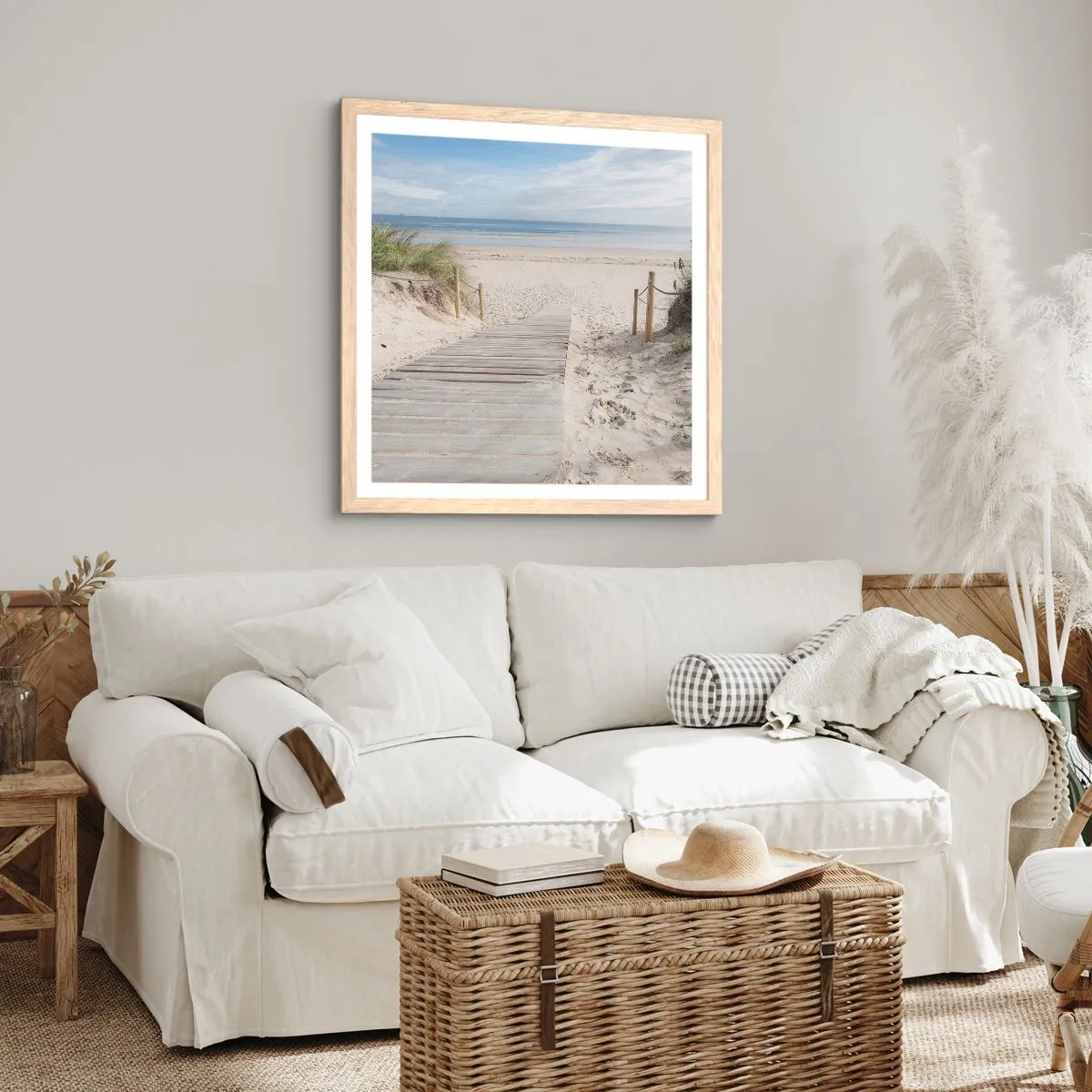 Affiche dans un chêne clair - Poster - A l'horizon - 30x30 cm