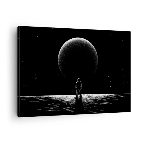 Impression sur toile - Image sur toile - Un astronaute avec en arrière-plan une grande planète dans l'espace - 70x50cm - Face à face - Décoration murale moderne pour le salon et la chambre ARTTOR