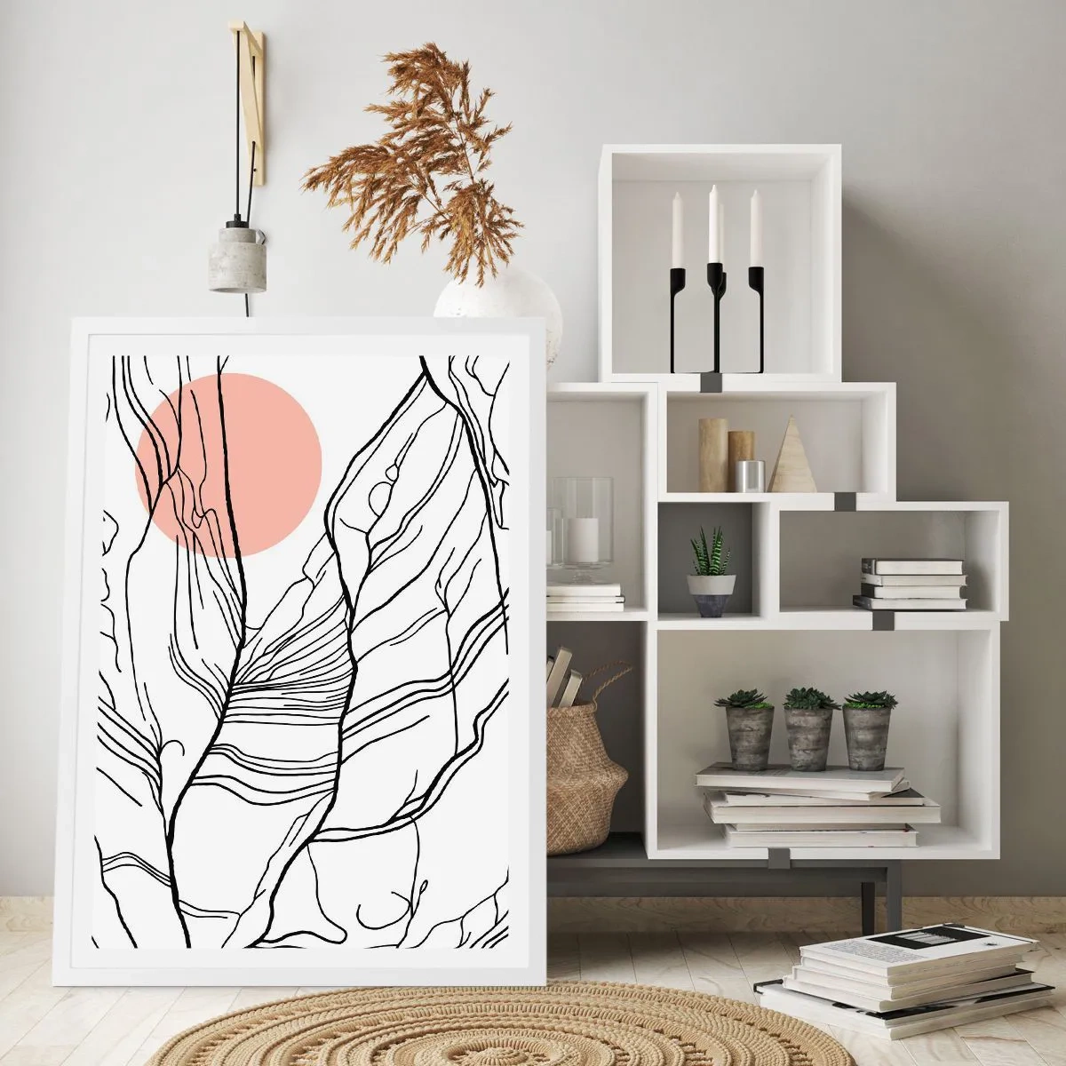 Affiche dans un cadre blanc - Poster - Dans un réseau de brindilles - 70x100 cm