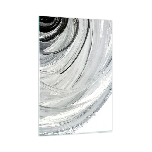 Impression sur verre - Image sur verre - Un tourbillon monochrome dans des tons de gris et de noir - 80x120cm - Composition orbitale - Décoration murale moderne pour le salon et la chambre ARTTOR
