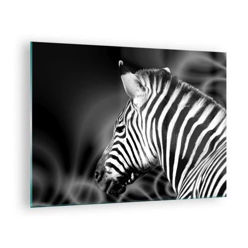 Impression sur verre - Image sur verre - Zèbre en esthétique noir et blanc - 70x50cm - Blanc c'est blanc et noir c'est noir - Décoration murale moderne pour le salon et la chambre ARTTOR