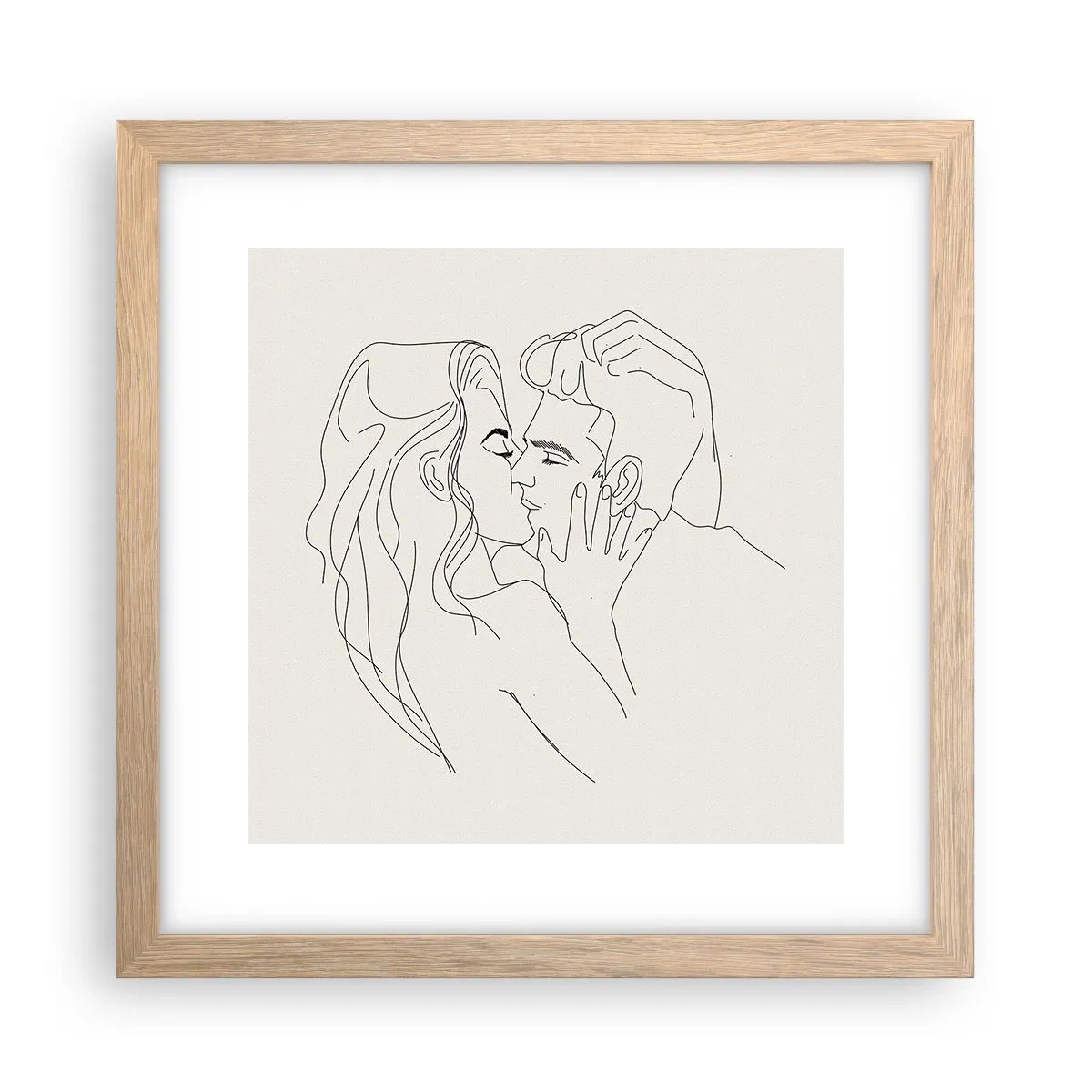 Affiche dans un chêne clair - Poster - Enlacé de sentiment - 30x30 cm