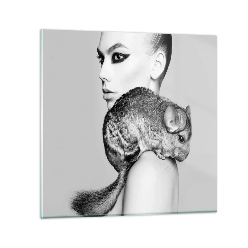 Impression sur verre - Image sur verre - Dame au chinchilla - 60x60 cm