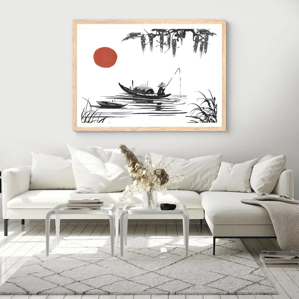 Affiche dans un chêne clair - Poster - Après-midi asiatique - 70x50 cm