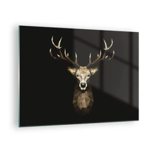 Impression sur verre - Image sur verre - Cerf géométrique sur fond noir - 70x50cm - Cerf cubique - Décoration murale moderne pour le salon et la chambre ARTTOR
