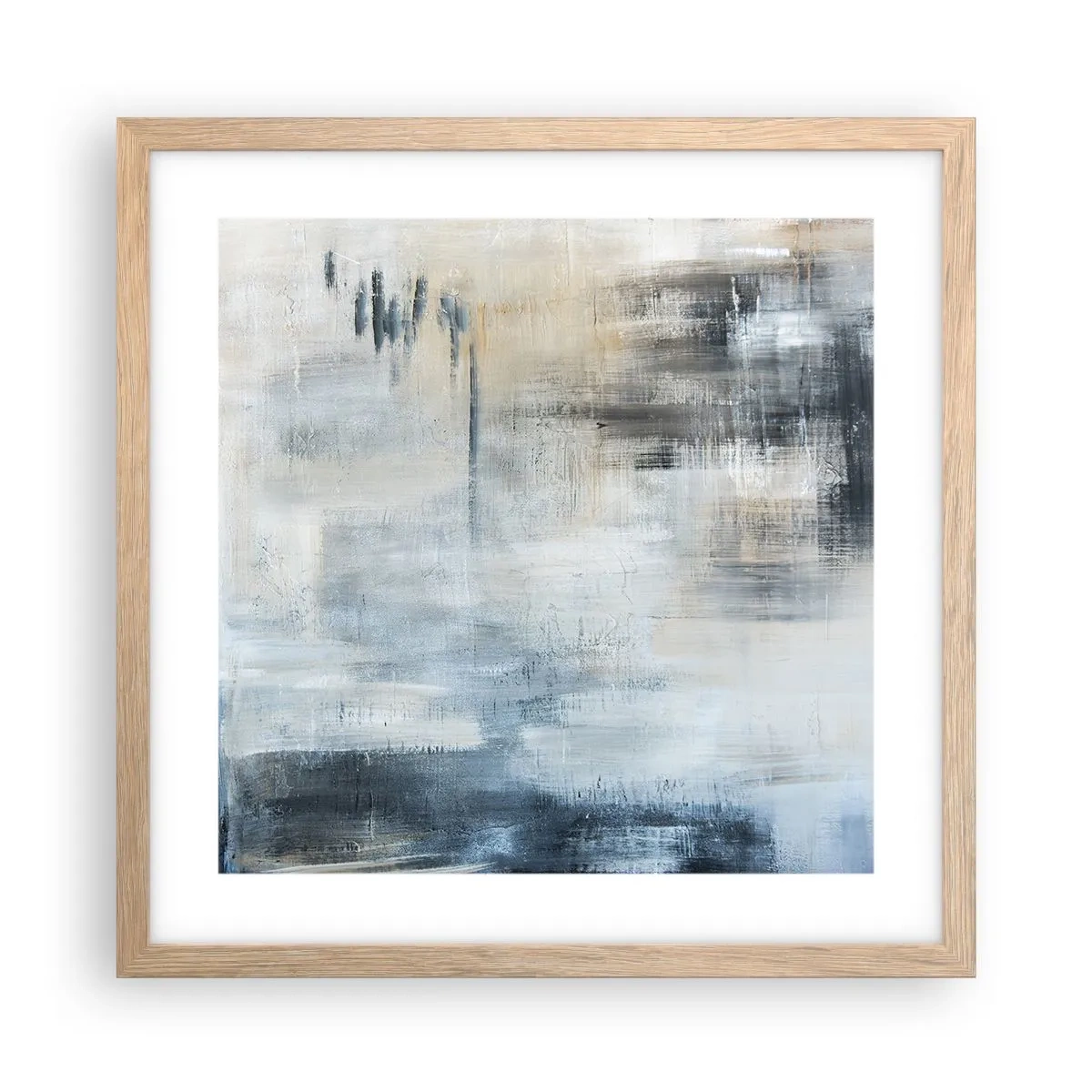 Affiche dans un chêne clair - Poster - Derrière le rideau bleu - 40x40 cm