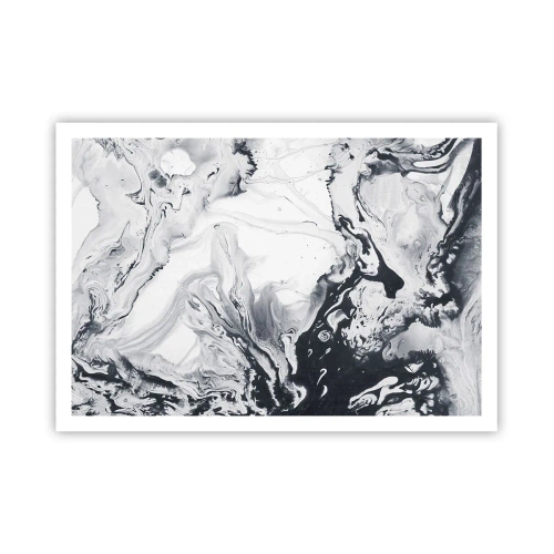 Affiche - Poster - Motif abstrait monochrome avec effet marbré - 100x70cm - Au centre de la Terre - Décoration murale moderne pour le salon et la chambre ARTTOR