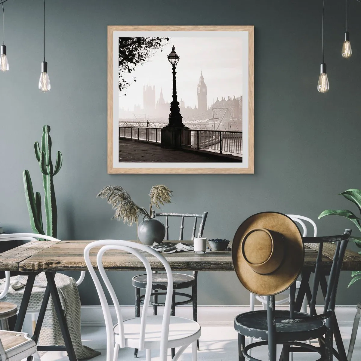 Affiche dans un chêne clair - Poster - Un matin londonien - 30x30 cm