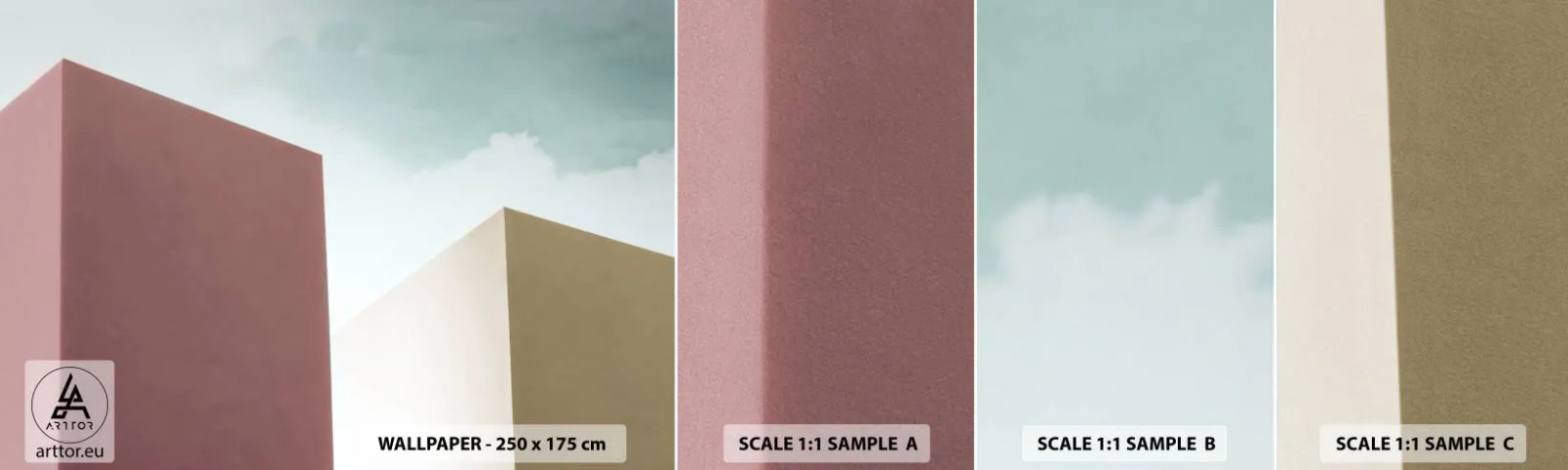 Échantillon De Papier Peint Standard Eco - La géométrie d'un été ensoleillé - Bâtiments, Architecture, Tridimensionnel - 100x30 cm