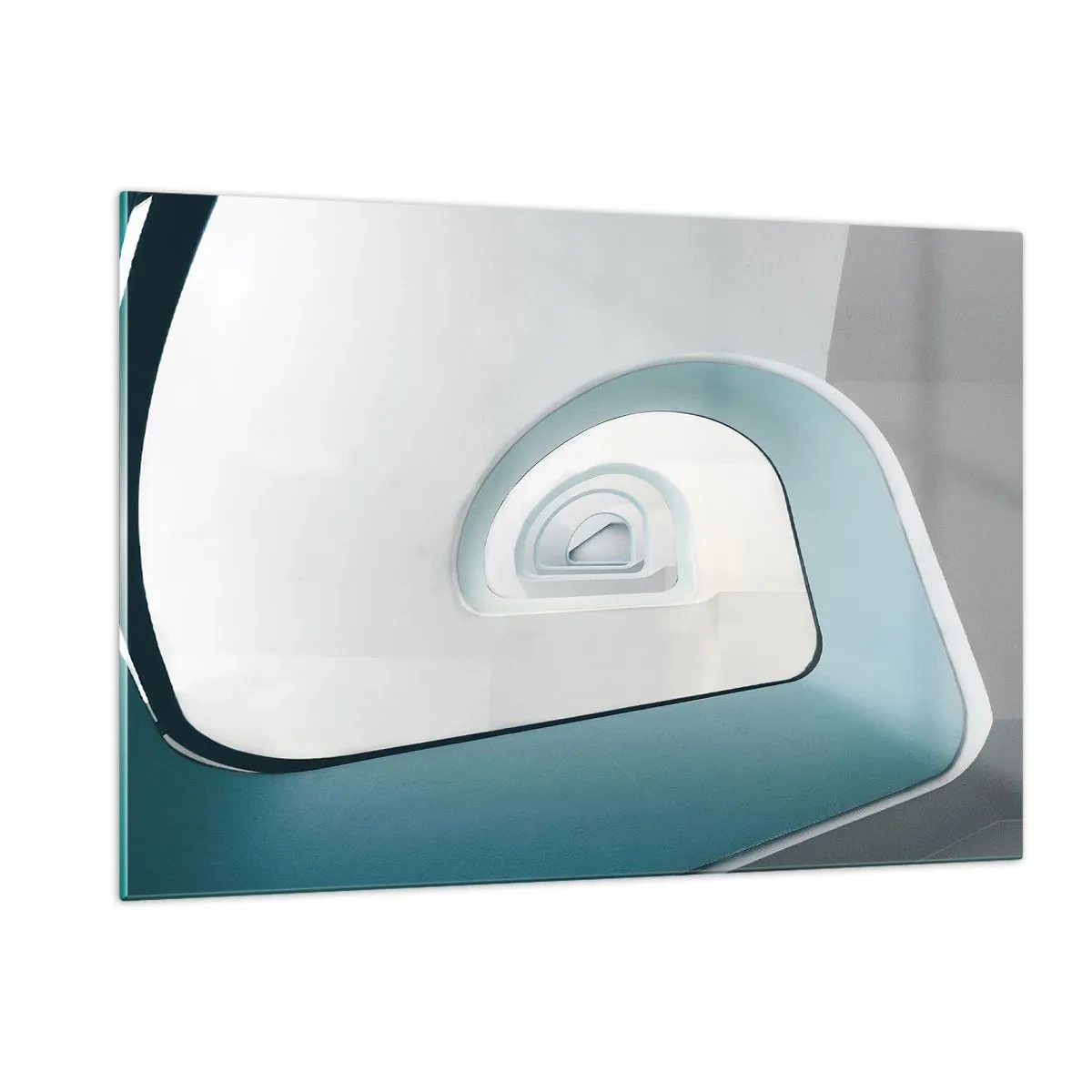 Impression sur verre - Image sur verre - Un escalier moderne dans une perspective abstraite - 120x80cm - Au profondeur du bleu - Décoration murale moderne pour le salon et la chambre ARTTOR