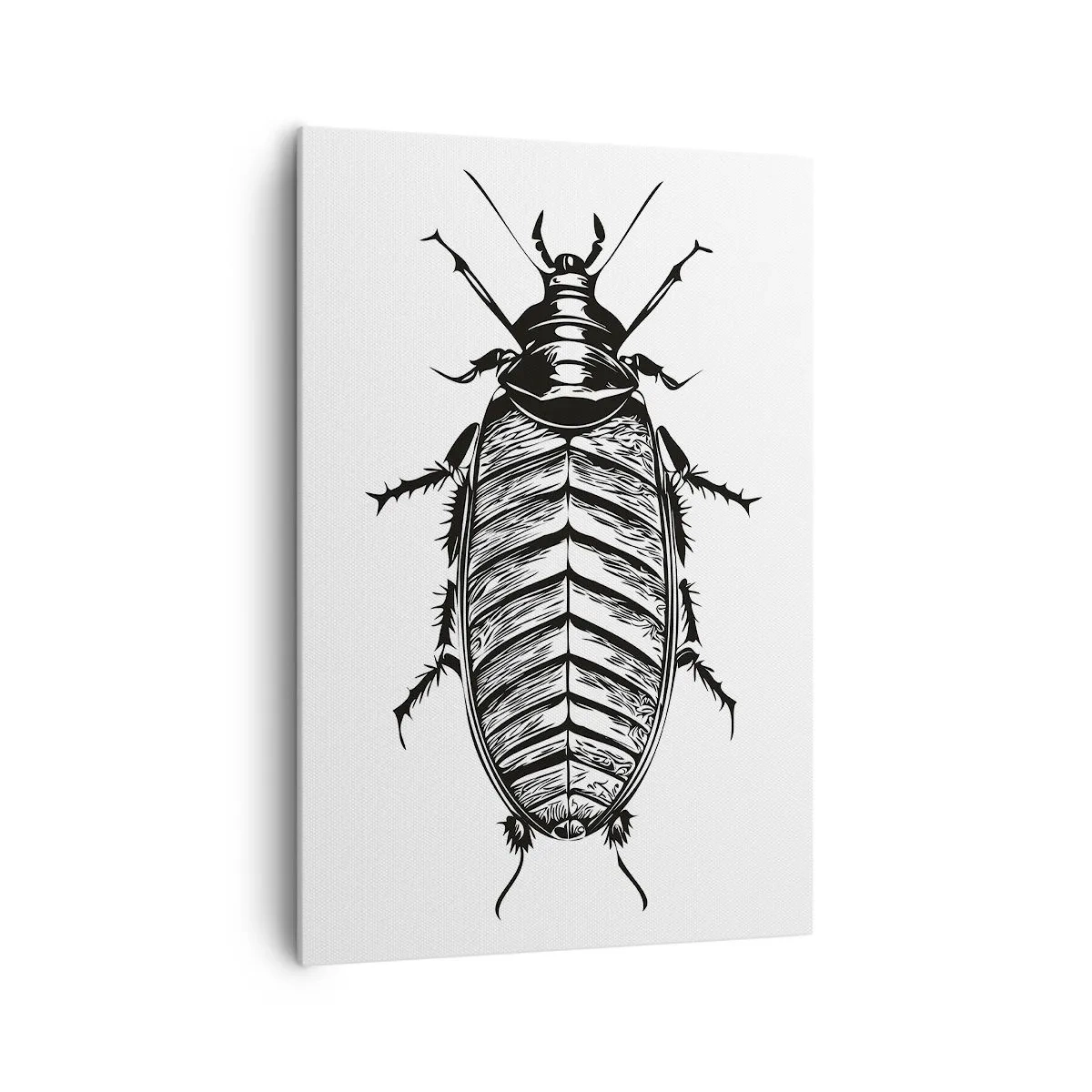 Impression sur toile - Image sur toile - Graphique d'un insecte noir et blanc sur fond blanc - 70x100cm - Quel spécimen! - Décoration murale moderne pour le salon et la chambre ARTTOR