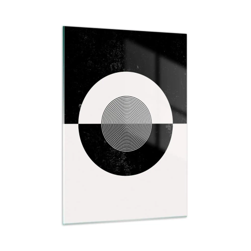 Impression sur verre - Image sur verre - Motif géométrique de symétrie noir et blanc - 50x70cm - Harmonie de noir et blanc - Décoration murale moderne pour le salon et la chambre ARTTOR