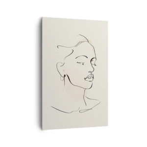 Impression sur toile - Image sur toile - Un croquis délicat du visage d'une femme sur un fond clair - 80x120cm - Une ligne certaine - Décoration murale moderne pour le salon et la chambre ARTTOR