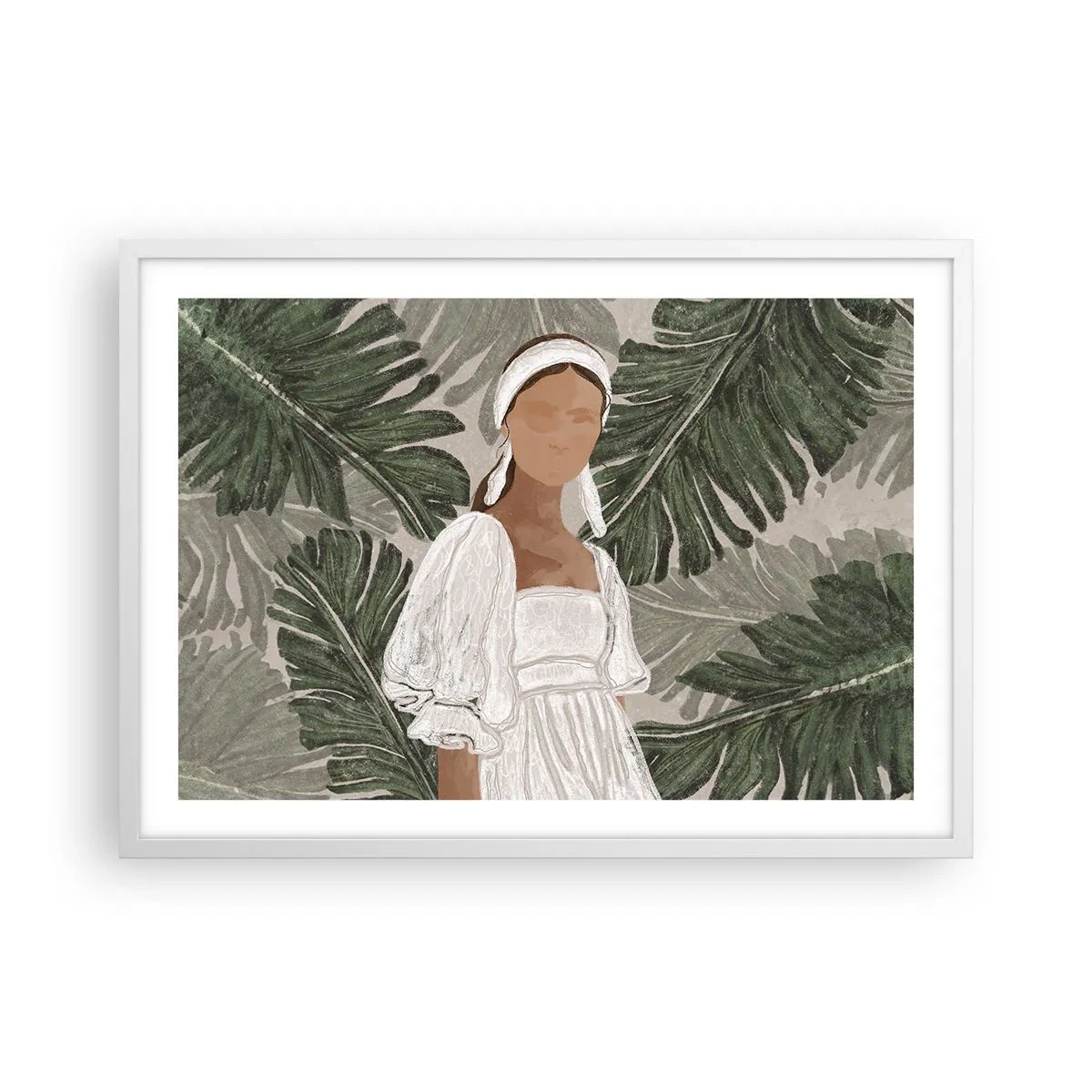Affiche dans un cadre blanc - Poster - Portrait exotique - 70x50 cm