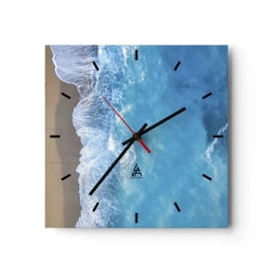 Horloge murale - Pendule murale - Une vue plongeante sur la plage et les vagues de la mer - 30x30cm - La force du bleu - Décoration murale moderne pour le salon et la chambre ARTTOR