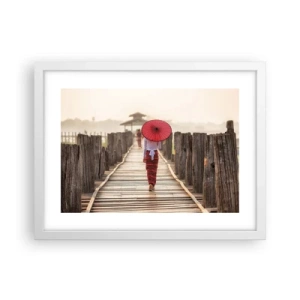 Affiche dans un cadre blanc - Poster - Sur le vieux pont - 40x30 cm