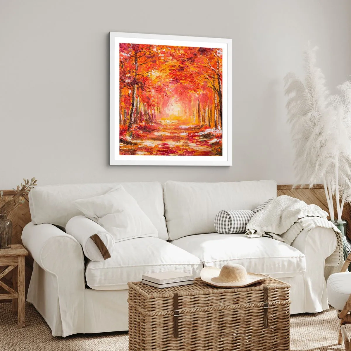 Affiche dans un cadre blanc - Poster - Forêt de cuivre - 50x50 cm