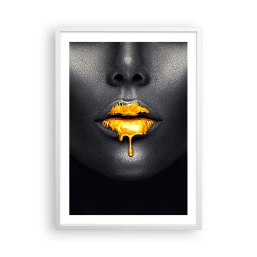 Affiche dans un cadre blanc - Poster - Bouche d'or - 50x70 cm