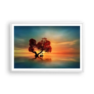 Affiche dans un cadre blanc - Poster - Plénitude et éloignement sans monde - 91x61 cm