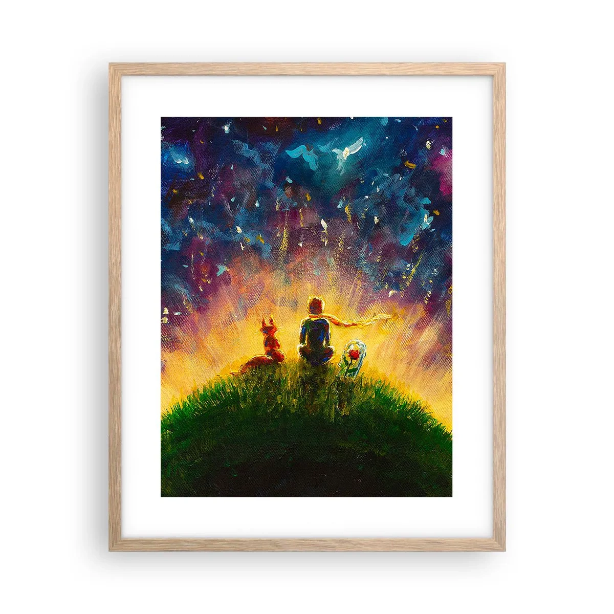 Affiche dans un chêne clair - Poster - Amour et amitié - le monde entier - 40x50 cm