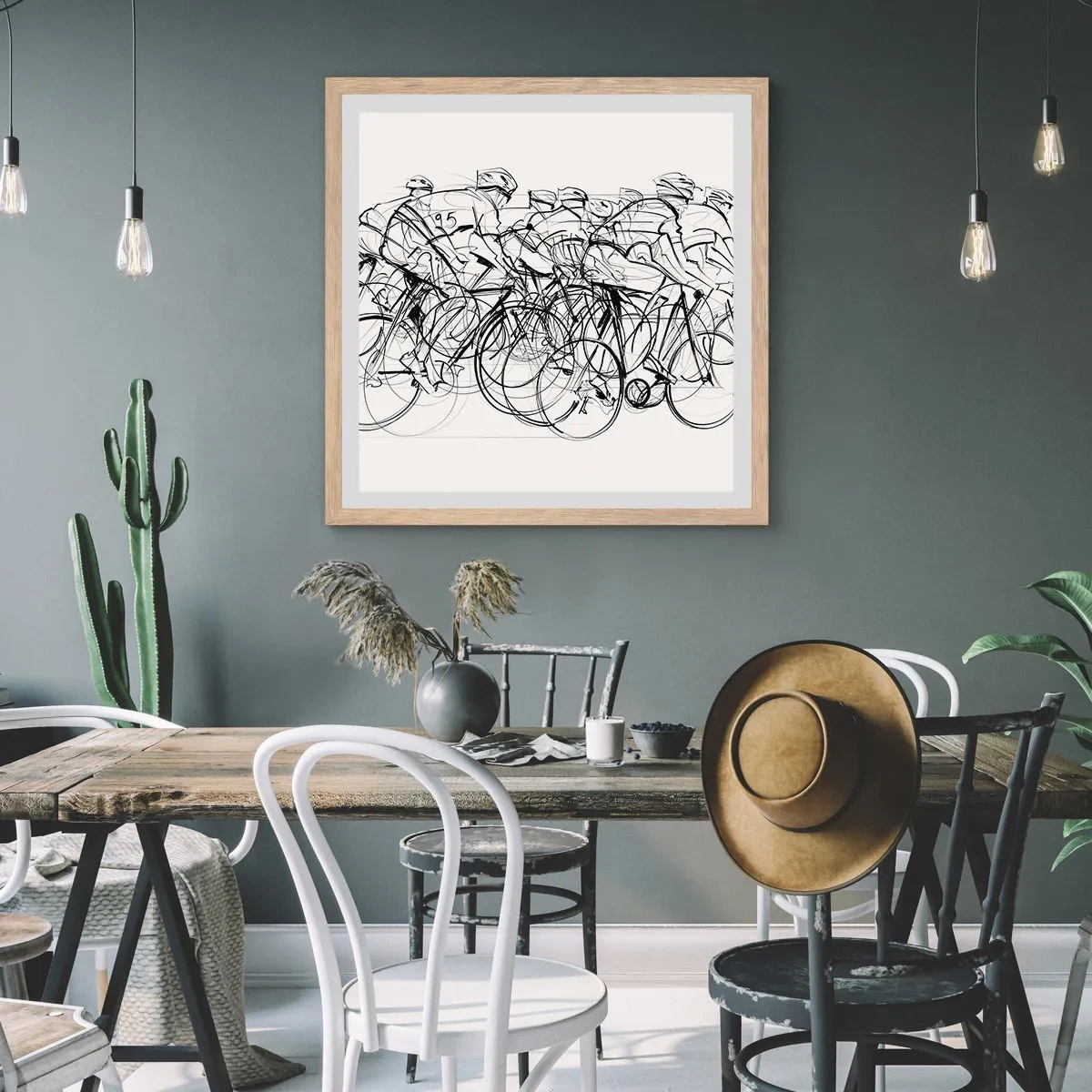 Affiche dans un chêne clair - Poster - Ensemble en équipe - 50x50 cm